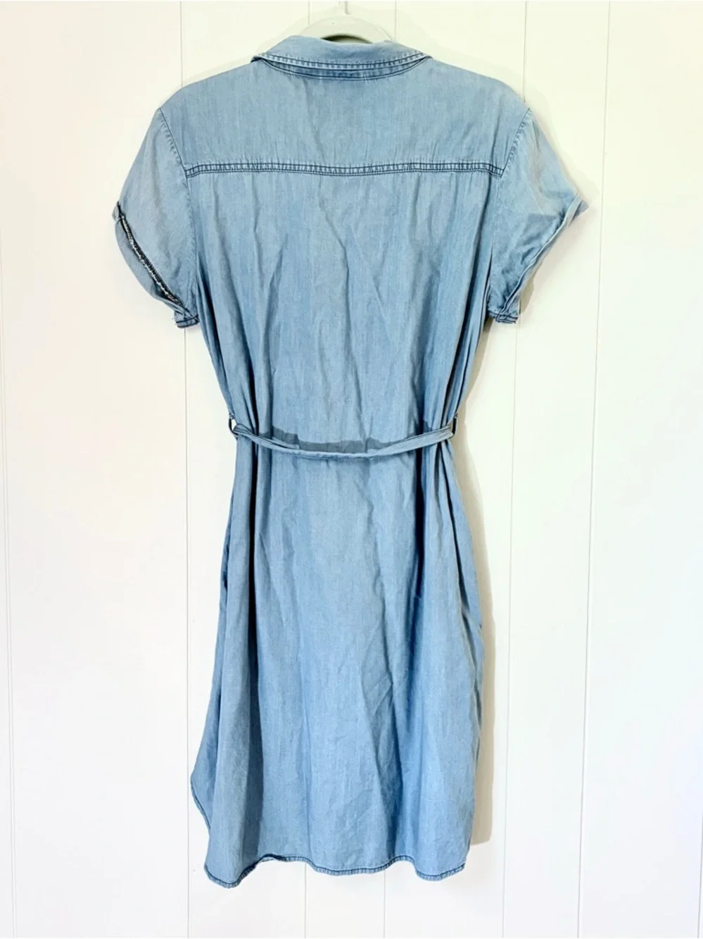 Stillwater Supply Co. Light Blue Denim Shirt Dress Tie Waist Tencel Large - Picture 7 of 7